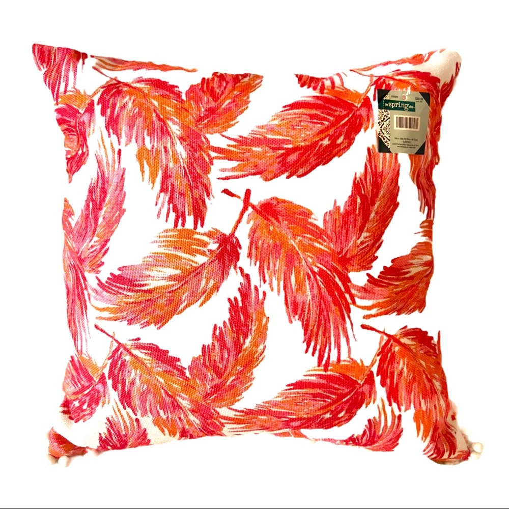 The Spring Shop Pink & Red Feathers Pillow